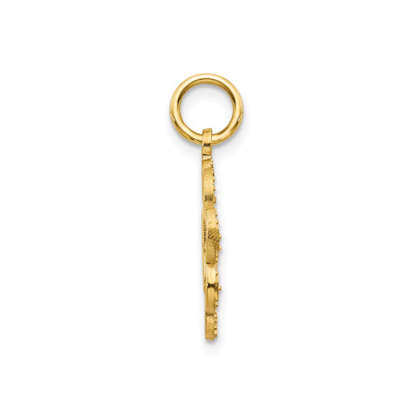 10k Yellow Gold Baby Girl Pendant with Cutout Flower Design, Lightweight Charm for Women or Mothers