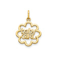 10k Yellow Gold Baby Girl Pendant with Cutout Flower Design, Lightweight Charm for Women or Mothers