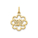 10k Yellow Gold Baby Girl Pendant with Cutout Flower Design, Lightweight Charm for Women or Mothers