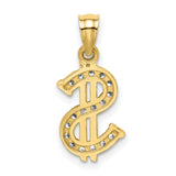 10k Yellow Gold Pendant with Cubic Zirconia, Dollar Sign, Hip Hop Streetwear Style