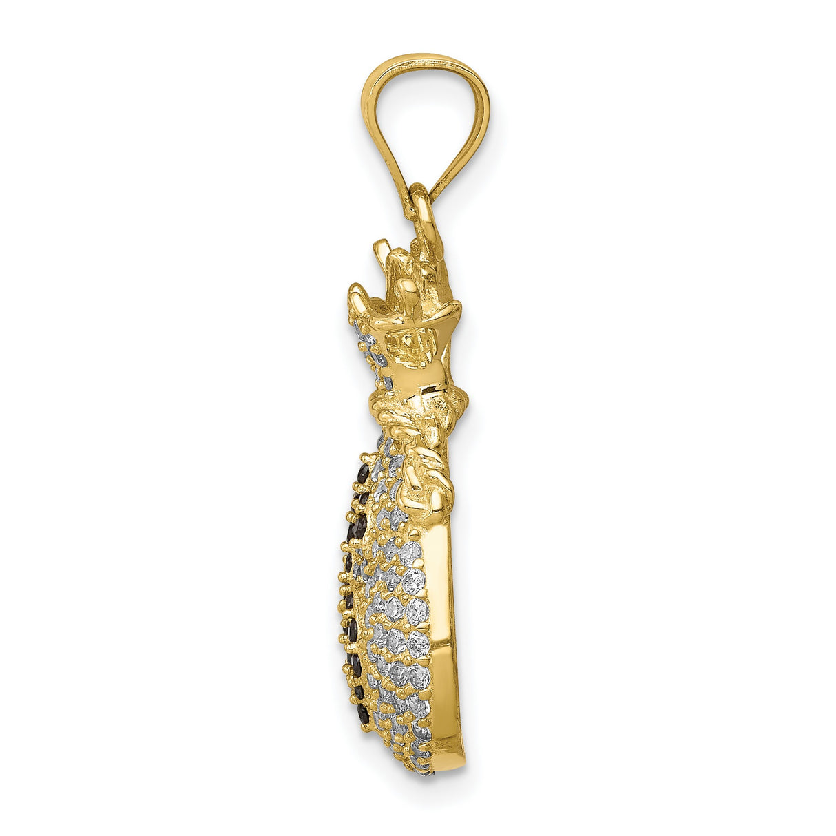 10k Yellow Gold Money Bag Pendant with Cubic Zirconia Dollar Sign, Hip Hop Fashion for Men
