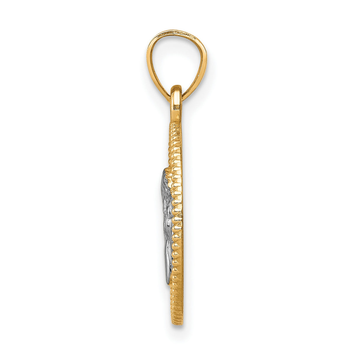 Polished and Textured Angel Charm Pendant in Real 10k Multi-Tone Gold