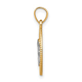 Polished and Textured Angel Charm Pendant in Real 10k Multi-Tone Gold