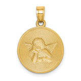 Polished and Textured Angel Charm Pendant in Real 10k Multi-Tone Gold