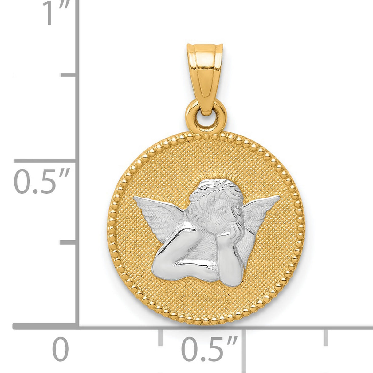 Polished and Textured Angel Charm Pendant in Real 10k Multi-Tone Gold