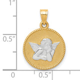 Polished and Textured Angel Charm Pendant in Real 10k Multi-Tone Gold