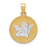 Polished and Textured Angel Charm Pendant in Real 10k Multi-Tone Gold