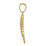 CZ Micropave Angel Wing Charm Pendant in Real 10k Yellow Gold