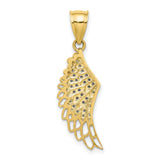 CZ Micropave Angel Wing Charm Pendant in Real 10k Yellow Gold