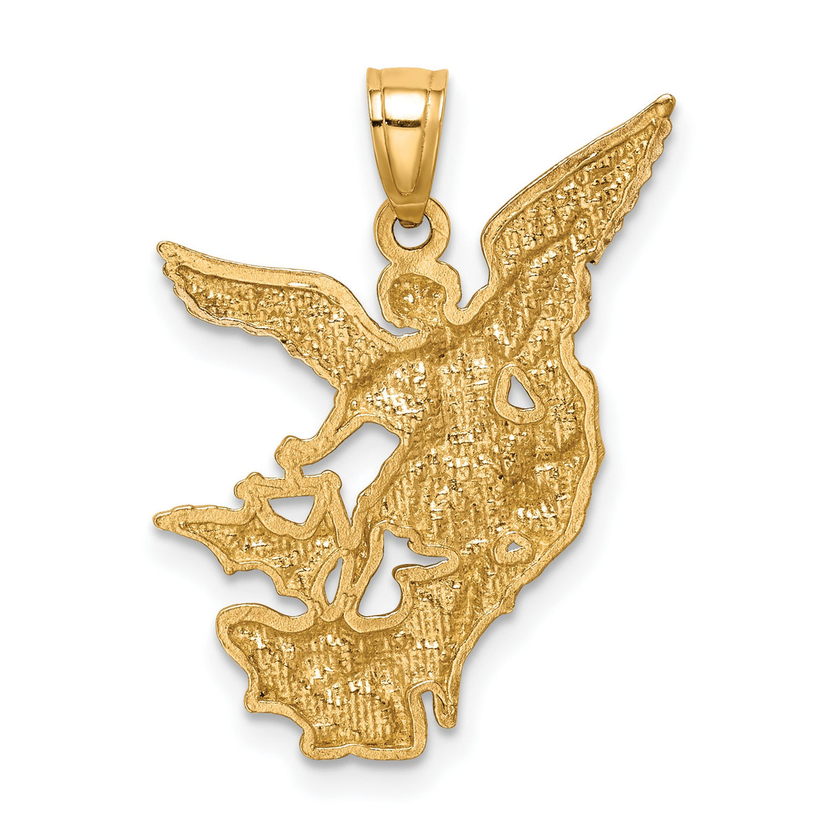 Saint Michael Vanquishing Satan Charm Pendant in Real 10k Multi-Tone Gold