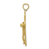 10k Yellow Gold Crucifix Pendant with Textured Cross and Polished Jesus Detail