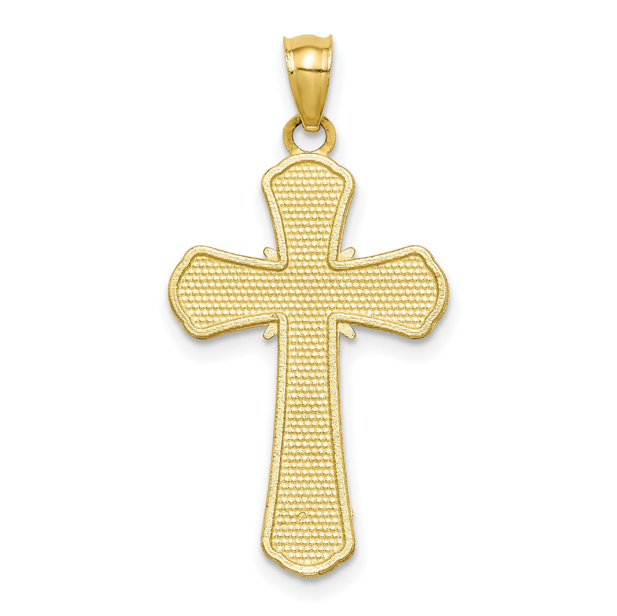 10k Yellow Gold Crucifix Pendant with Textured Cross and Polished Jesus Detail
