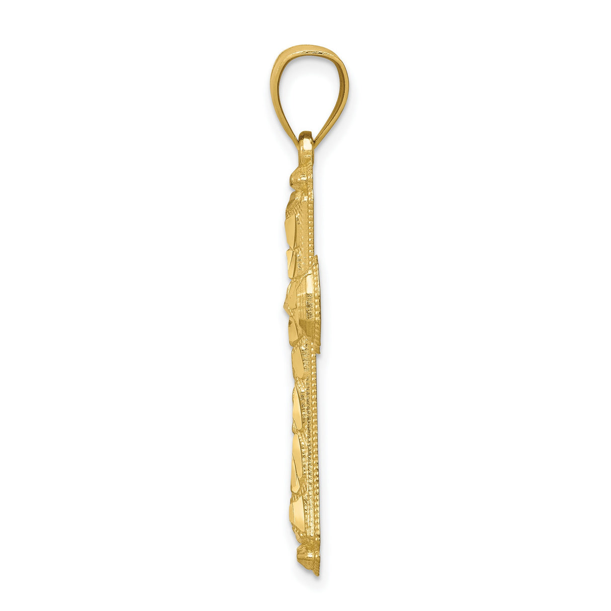 10k Yellow Gold Cross Pendant with Diamond-Cut Mirror Finish and Milgrain Edge