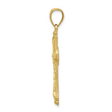 10k Yellow Gold Cross Pendant with Diamond-Cut Mirror Finish and Milgrain Edge