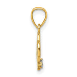 10k Yellow Gold Heart Pendant with Cubic Zirconia, Open Design, Romantic Jewelry for Women