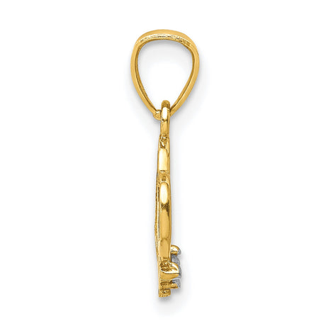 10k Yellow Gold Heart Pendant with Cubic Zirconia, Open Design, Romantic Jewelry for Women