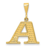 10k Yellow Gold Initial A Pendant, Diamond Cut Accents, Textured Alphabet Charm