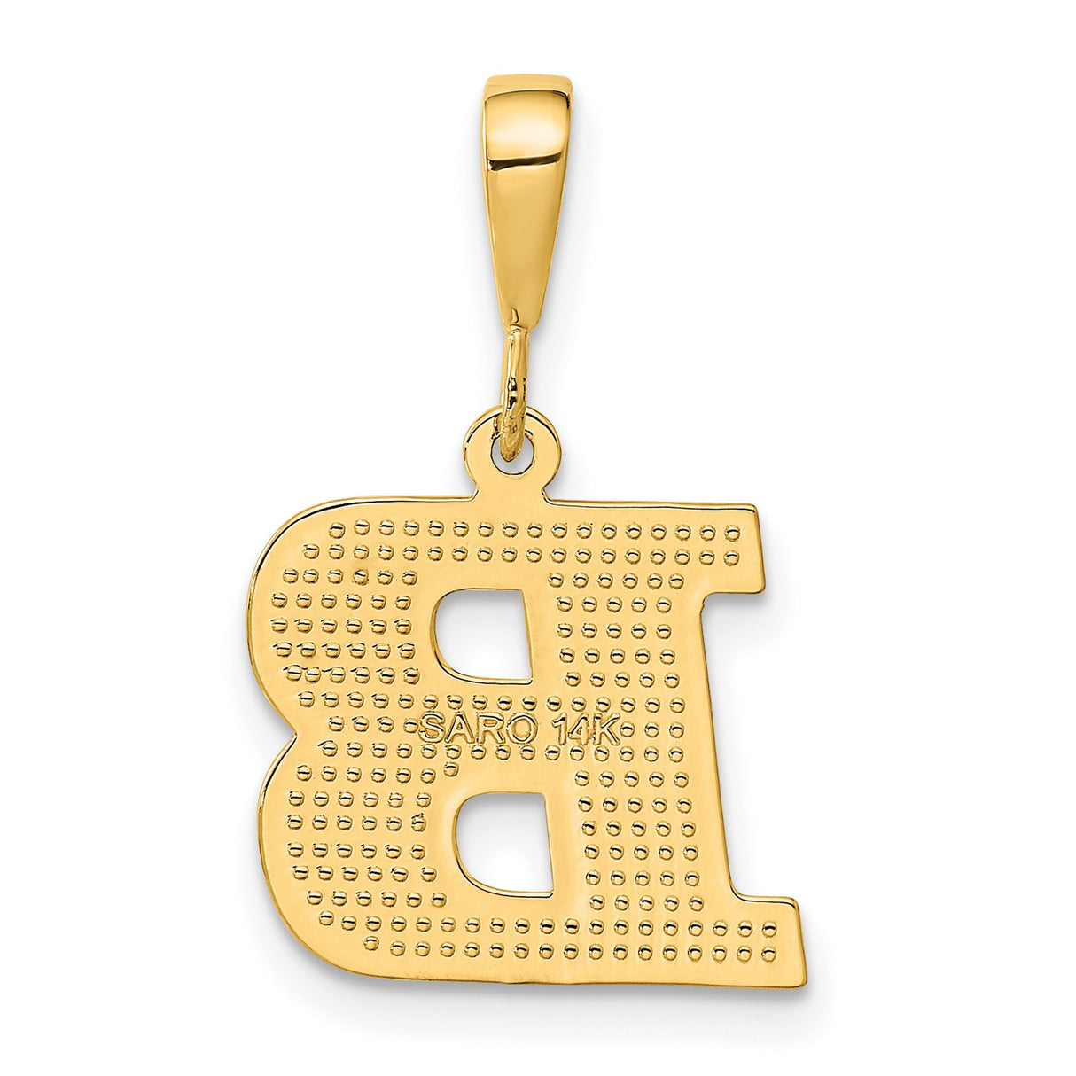 10k Yellow Gold Initial B Pendant with Polished Diamond Cut Finish, Letter Charm for Women or Unisex