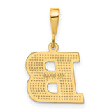 10k Yellow Gold Initial B Pendant with Polished Diamond Cut Finish, Letter Charm for Women or Unisex