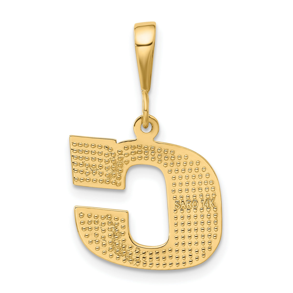 10k Yellow Gold Initial C Pendant, Textured Diamond-Cut Letter Charm, Unisex Monogram Jewelry