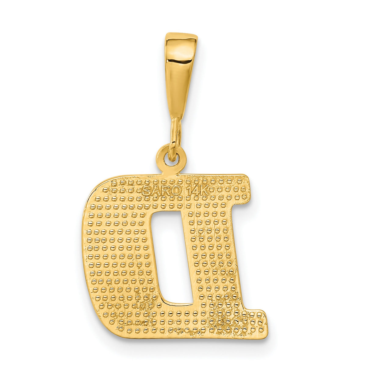 10k Yellow Gold Letter D Pendant with Diamond-Cut Textured Design, Unisex Initial Charm