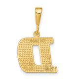 10k Yellow Gold Letter D Pendant with Diamond-Cut Textured Design, Unisex Initial Charm