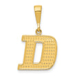 10k Yellow Gold Letter D Pendant with Diamond-Cut Textured Design, Unisex Initial Charm