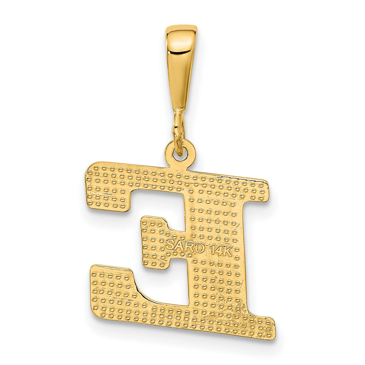 10k Yellow Gold Letter E Pendant, Diamond-Cut Textured Monogram Charm for Women or Unisex Wear