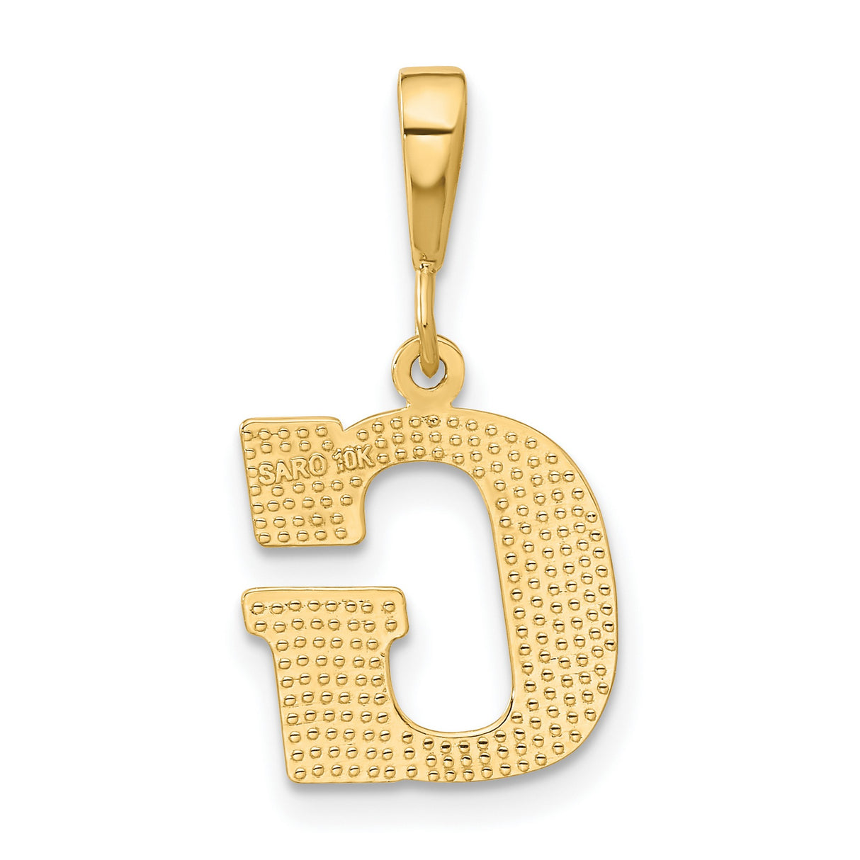 10k Yellow Gold Letter G Pendant, Diamond-Cut Textured Alphabet Charm for Women or Unisex Wear