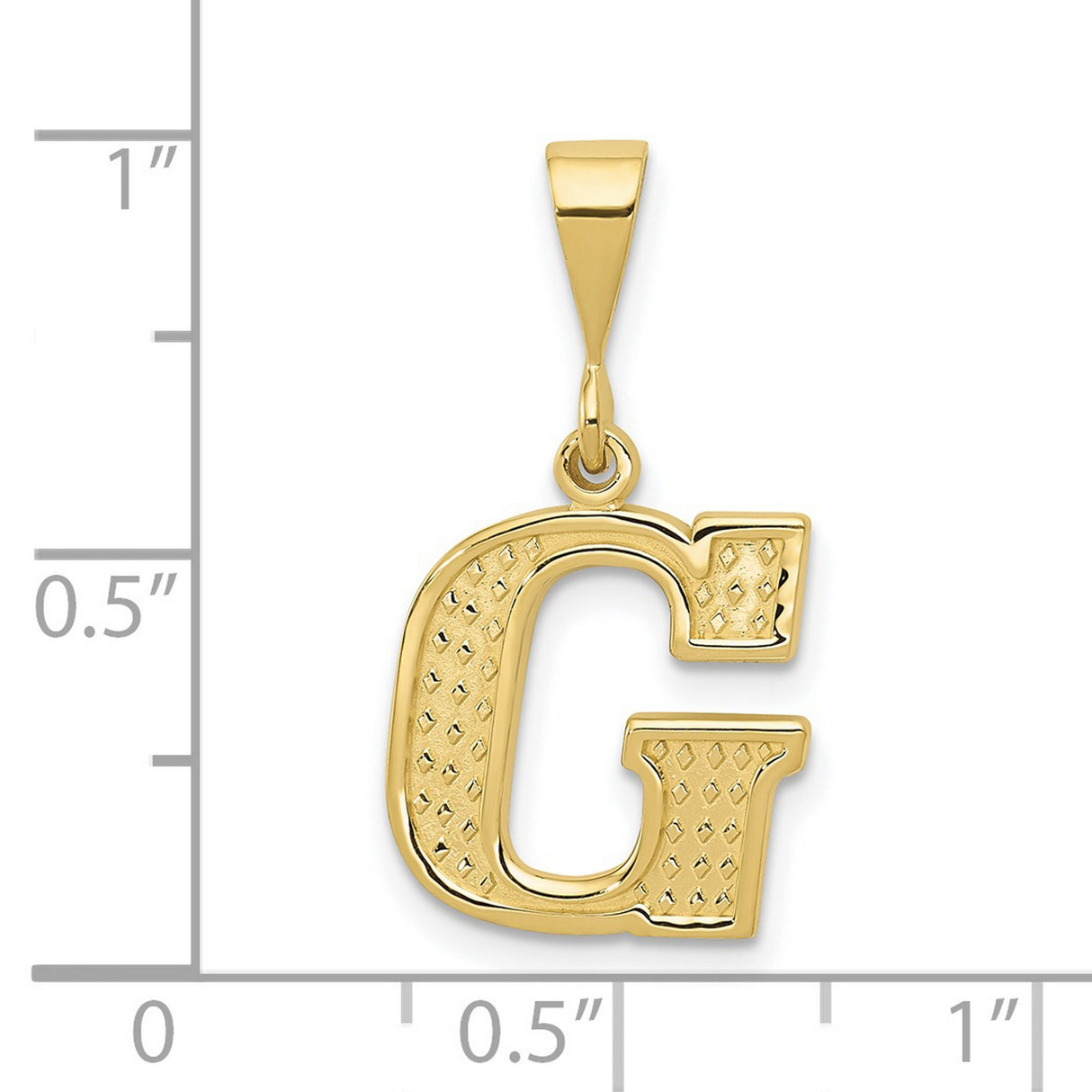 10k Yellow Gold Letter G Pendant, Diamond-Cut Textured Alphabet Charm for Women or Unisex Wear
