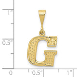 10k Yellow Gold Letter G Pendant, Diamond-Cut Textured Alphabet Charm for Women or Unisex Wear