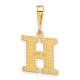 10k Yellow Gold Initial H Pendant, Diamond Cut Textured Alphabet Charm with Polished Bail