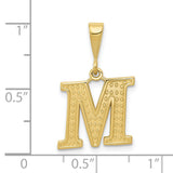 10k Yellow Gold M Initial Pendant, Diamond Cut Textured Letter Charm for Women or Unisex