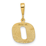 10k Yellow Gold Letter O Pendant Charm, Textured Diamond Cut Initial with Polished Bail