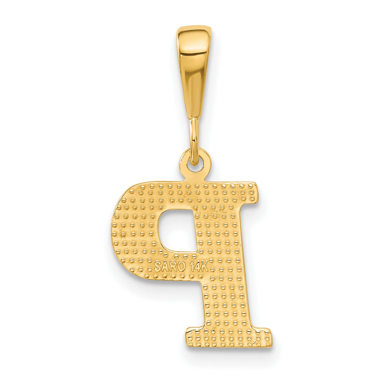 10k Yellow Gold Letter P Pendant with Textured Diamond Cut Design, Initial Charm for Women or Unisex