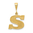 10k Yellow Gold Letter S Pendant, Diamond Cut Initial Charm, Unisex Monogram Jewelry