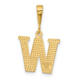 10k Yellow Gold Initial Pendant with Diamond Cut Finish, Letter W Charm