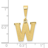 10k Yellow Gold Initial Pendant with Diamond Cut Finish, Letter W Charm