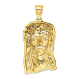 10k Yellow Gold Jesus Face Pendant with Cubic Zirconia, Crown of Thorns Christian Charm for Men