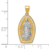 Our Lady of Guadalupe with CZ Outline Charm Pendant in Real 10k Multi-Tone Gold