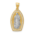 Our Lady of Guadalupe with CZ Outline Charm Pendant in Real 10k Multi-Tone Gold