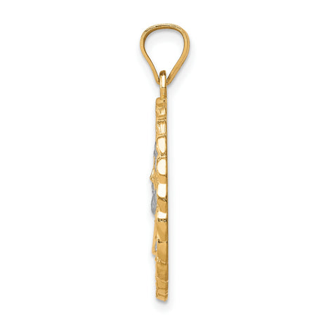 10k Multi-Tone Gold Jesus Pendant with Crown of Thorns and Cuban Link Border