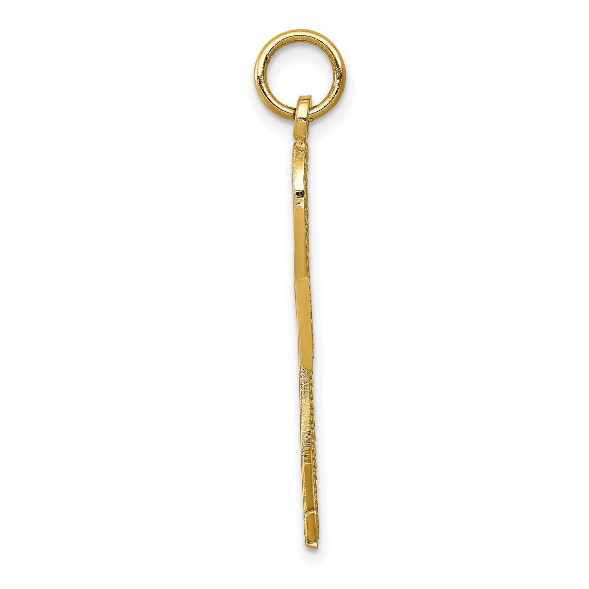 10k Yellow Gold Ankh Cross Pendant with Beaded Border and Openwork Design