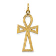 10k Yellow Gold Ankh Cross Pendant with Beaded Border and Openwork Design