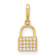 10k Yellow Gold Padlock Charm Pendant with Cubic Zirconia, Romantic Lock Design for Women