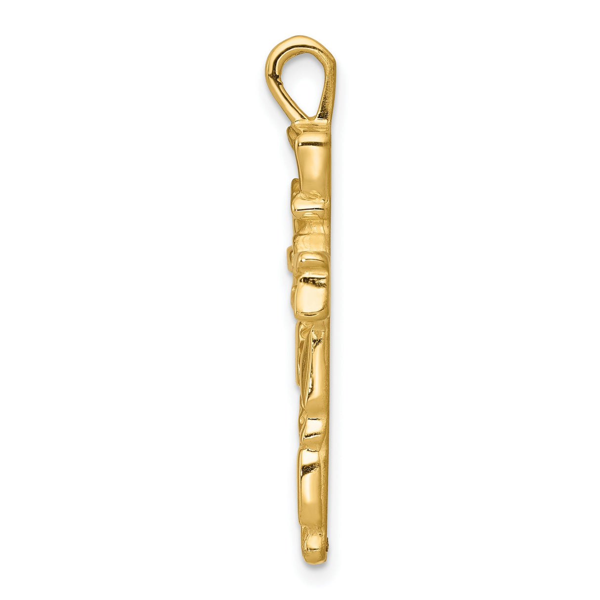 Nugget Cross Charm Pendant in Real 10k Yellow Gold