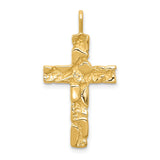 Nugget Cross Charm Pendant in Real 10k Yellow Gold