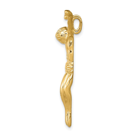 10k Yellow Gold Crucifix Pendant with Jesus on Cross, Catholic Christian Faith Charm