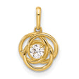 10k Yellow Gold Pendant with Round Cut White Gemstone, Interlocking Circles, Love Knot Design