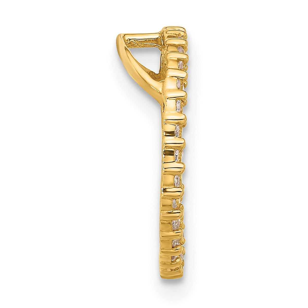 Polished CZ Circle Chain Slide Charm Pendant in Real 10k Yellow Gold